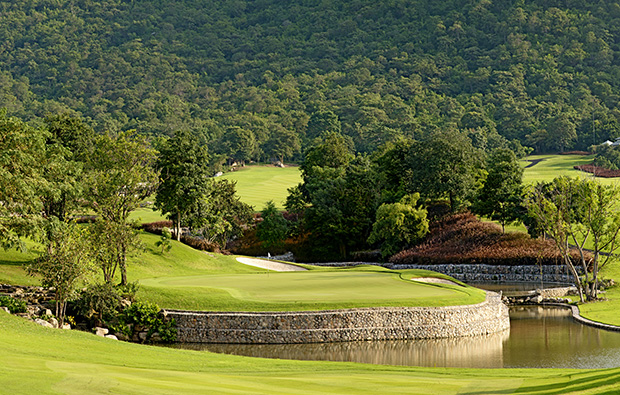 Approach at 11th hole at Black Mountain Golf Club in Hua Hin