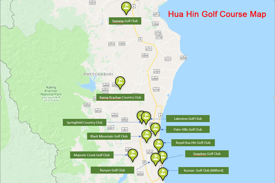 Hua Hin Golf Course Map Golf Club Map & Guide of Hua Hin