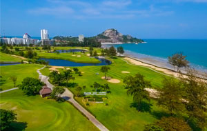 aerial sea pines golf course, hua hin, thailand